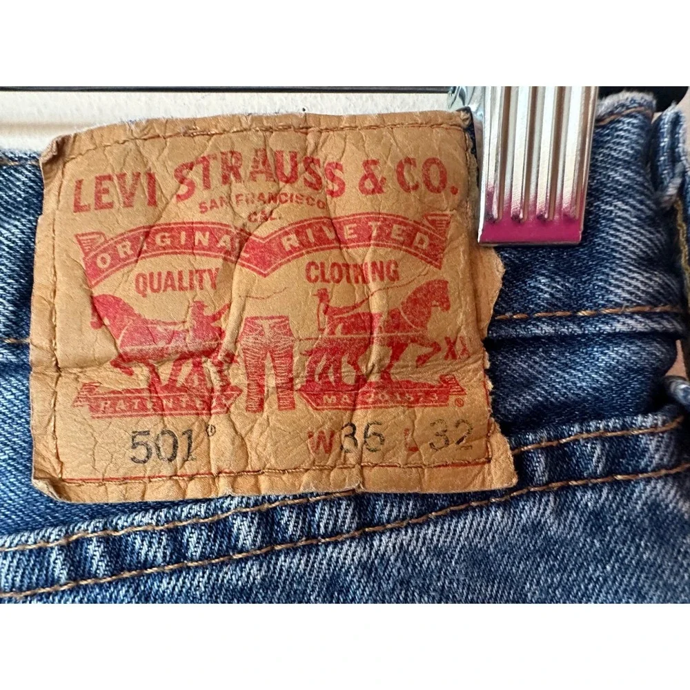 Levis 501 Original Fit Mens Blue Jeans Medium Wash Straight Leg Denim 36x32
